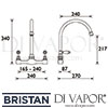 Bristan Renaissance Bridge Sink Mixer Dimensions